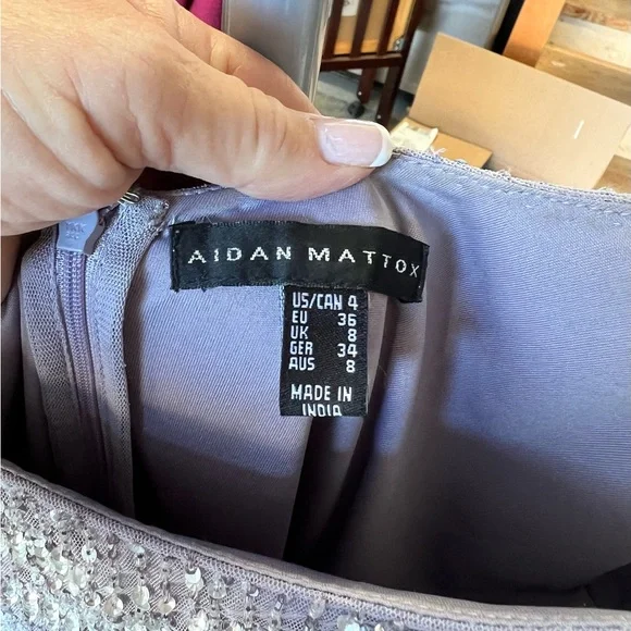 Aidan Mattox Silver Sequin Mini Dress - Picture 8 of 15